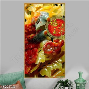 Tranh 3d dán tường phòng khách đôi chim giả ngọc bích