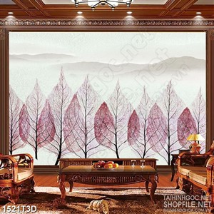 Tranh 3d nghệ thuật khu rừng của những chiếc lá khô