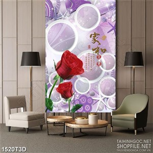 Tranh 3d treo tường bông hoa hồng đỏ thắm và sao biển