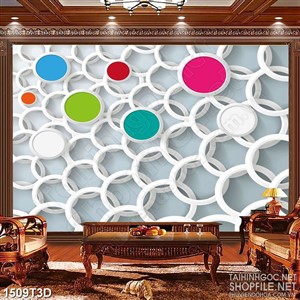 Tranh 3d nghệ thuật những hình tròn nhiều màu sắc