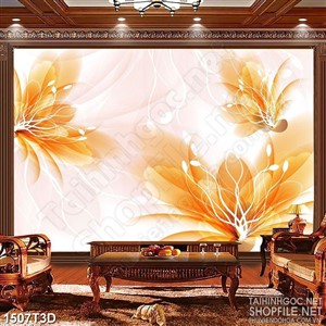 Tranh 3d  trang trí những bông hoa phù du vàng tỏa sáng