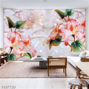 Tranh 3d nghệ thuật những bông hoa dâm bụt giả ngọc