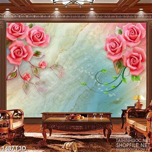 Tranh 3d  trang trí những bông hoa hồng giả ngọc psd