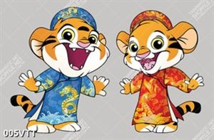 AI, EPS Vector tranh tết cặp đôi bé hổ 2022