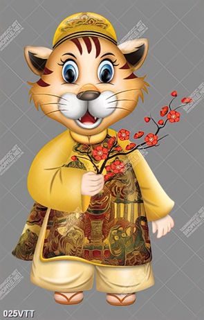 file gốc chú hổ mặc áo dài truyền thống năm nhâm dần 2022