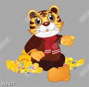 tranh hổ ngồi bên đống tiền vàng nhâm dần 2022