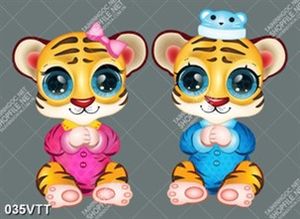 tranh trang trí hai bé hổ baby năm nhâm dần 2022