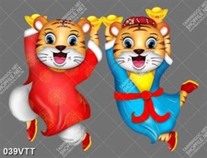 file hai bé hổ năng động cầm vàng nhâm dần 2022