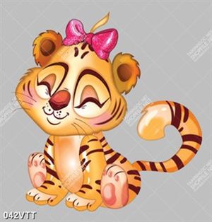 tranh vector gốc bé gái hổ đeo nơ dễ thương