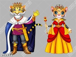 tranh vector trang trí vua và hoàng hậu hổ