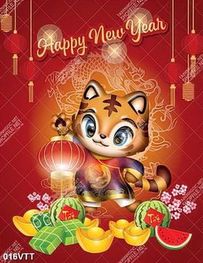 Vector background hổ mặc áo dài năm nhâm dần 2022