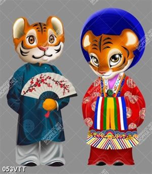 tranh 3d cặp hổ cổ truyền nét đẹp Việt Nam