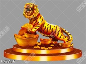tranh hổ vàng 3d đứng trên hủ vàng