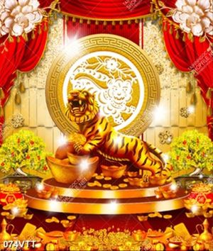 tranh thiết kế trưng bày hổ vàng 3d độc đáo