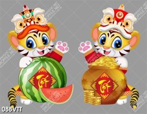 download vector hai bé hổ múa lân đón tết xuân về