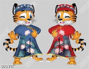 file vector dòng tranh tết hổ mặc áo dài nhâm dần 2022