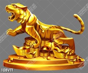 tranh treo tường hổ trên đống tiền vàng phát tài nhâm dần 2022