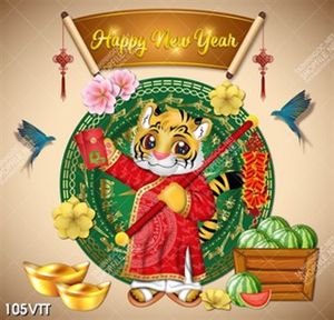 background chào đón đầu năm của hổ vằng tài lộc