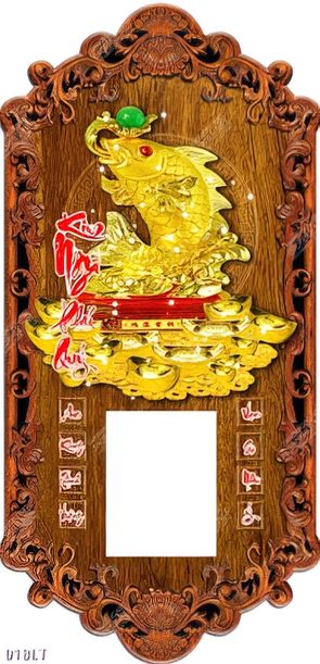 tranh lịch gỗ chạm khắc cá chép nhả Ngọc