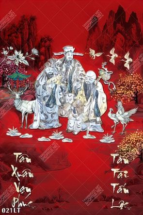 tranh lịch sơn mài Phúc Lộc Thọ Tân xuân