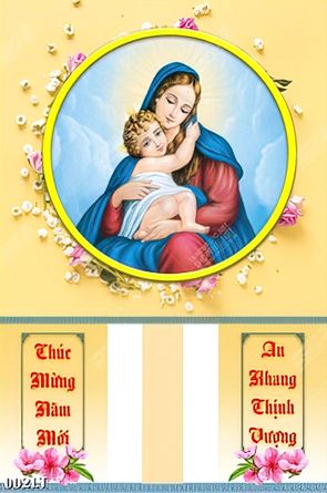 file PSD lịch treo tường đức mẹ Maria năm mới