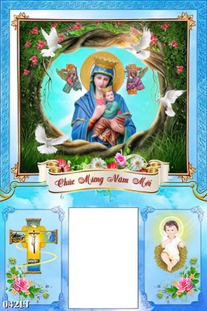 Tranh lịch treo tường Đức Mẹ và Chúa Hài Đồng Giêsu