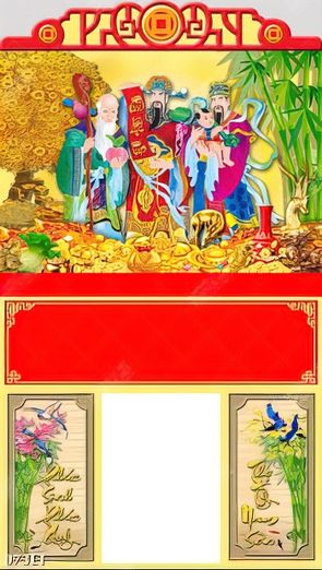 tranh lịch 3d phúc lộc thọ trang trí phòng thờ, phòng khách