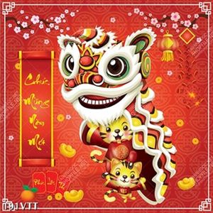 tranh trang trí treo tường hổ múa lân nhâm dần