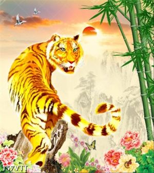 tải file tranh dán tường tranh hổ 3D sống động