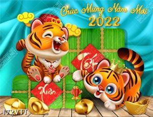Tranh trang trí tường cặp hổ cute tân xuân nhâm dần 2022