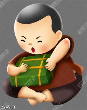 File In vẻ đẹp truyền thống cậu bé ngồi gói bánh tét Việt File In vẻ đẹp truyền thống cậu bé ngồi gói bánh tét Việt