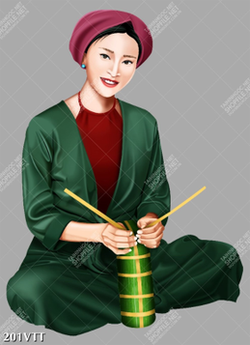 File In file PSD tranh cô gái miền bắc gói bánh tét File In file PSD tranh cô gái miền bắc gói bánh tét