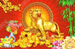 File In tranh mãnh hổ gầm oai vệ treo phòng khách năm nhâm dần 2022
