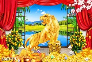 File In tải file tranh 3D họa tiết chúa sơn lâm bên hồ nước