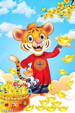 File In tuyển tập tranh vẽ con hổ đẹp mặc áo dài đón tết nhâm dần