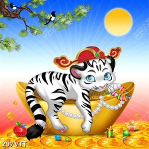 File In tuyển tập tranh treo tường hổ vằn ôm vàng tài lộc
