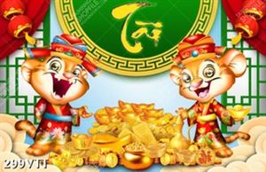 File In tranh dán tường hổ tài lộc cũng chúc xuân nhâm dần 2022