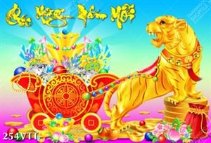 download mẫu tranh hổ vàng kéo xe năm mới nhâm dần