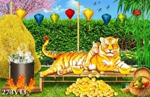 File In thiết kế mẫu tranh mẹ con hổ làng quê Việt Nam nhâm dần 2022
