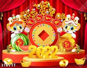 File In tranh dán tường 3D tấn tài tấn lộc hổ ôm tiền vàng nhâm dần 2022