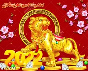 File In tranh thần tài mãnh hổ gầm oai dũng năm tân xuân 2022