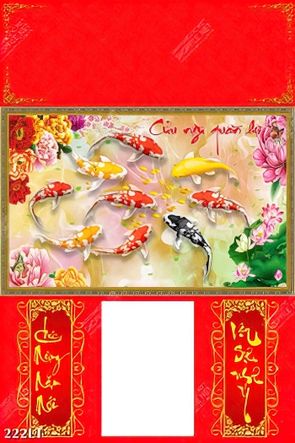 download mẫu lịch cửu ngư quần hồi dành cho tân xuân