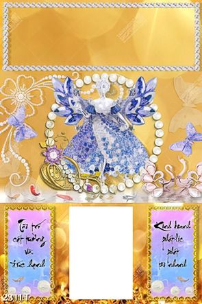 mẫu lịch 3D cô gái cùng đàn bướm bằng ngọc lấp lánh