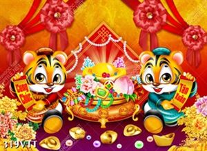 File In mẫu tranh ngày tết hai bé hổ cung chúc tân xuân nhâm dần 2022