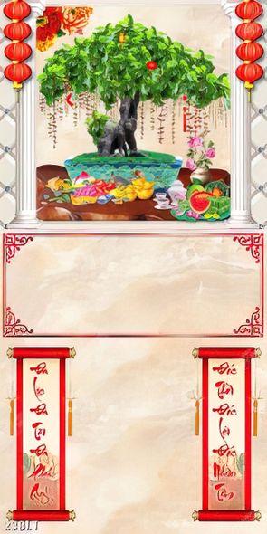 File tranh lịch nghệ thuật thiết kế đồ họa bonsai năm mới ngày tết