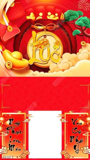 bộ tranh lịch dán tường chữ lộc rồng vàng dành cho ngày tết