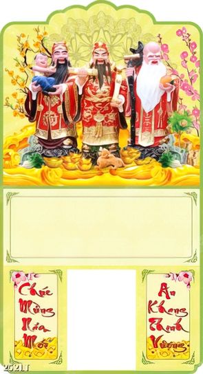 tranh lịch Phúc Lộc Thọ giáng phúc chân thực sông động