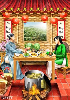 File In Bức tranh đề tài mâm ăn truyền thống ngày tết dân Việt Nam File In Bức tranh đề tài mâm ăn truyền thống ngày tết dân Việt Nam