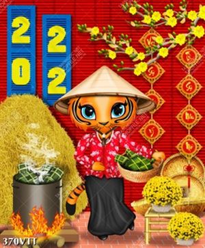 File In tải vector hổ vằn nấu bánh chưng ngày tết nhâm dần 2022