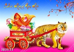 File In tranh hổ chúa tể sơn lâm kéo xe vàng lộng lẫy đẹp mắt